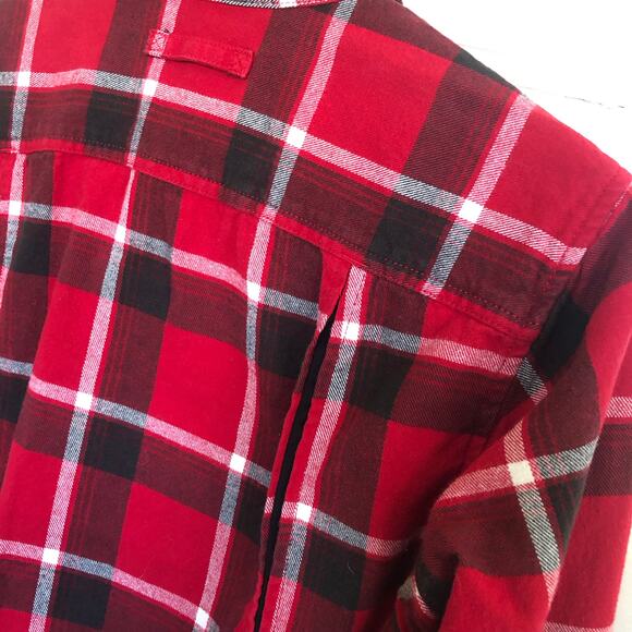 Duluth Trading Co. Flannel Button Down Shirt Womens Medium Red Plaid Gorpcore - Picture 7 of 9